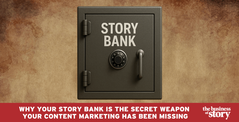Story Bank triple-tagging system organizing stories by category, context, and theme for instant strategic deployment