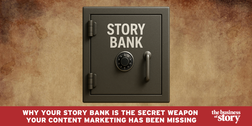 Story Bank triple-tagging system organizing stories by category, context, and theme for instant strategic deployment