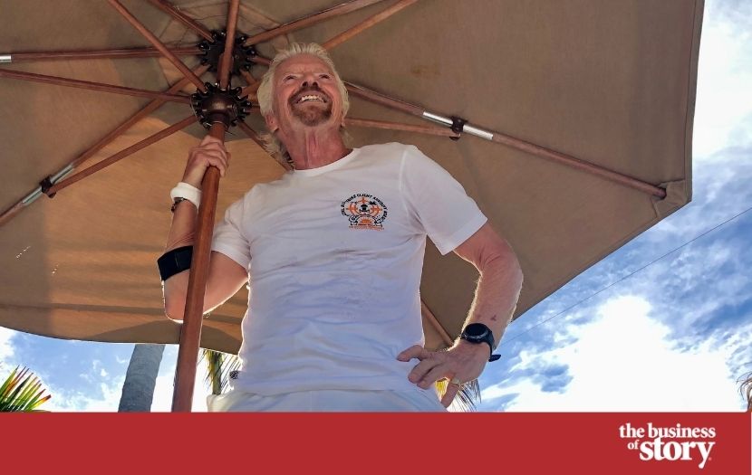 Sir Richard Branson, founder of Virgin, [setting] on his private Necker Island in the British Virgin Islands